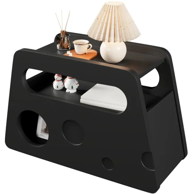 Corenia Bijzettafel – Nachtkastje – Salontafel – Tafeltje – Accenttafel – Zwart – Mobiel Met Wieltjes – Veilig Met Afgeronde Hoeken black