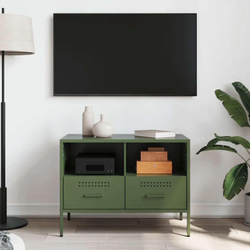 vidaXL Tv-meubel 68x39x50,5 cm staal olijfgroen, foto 3
