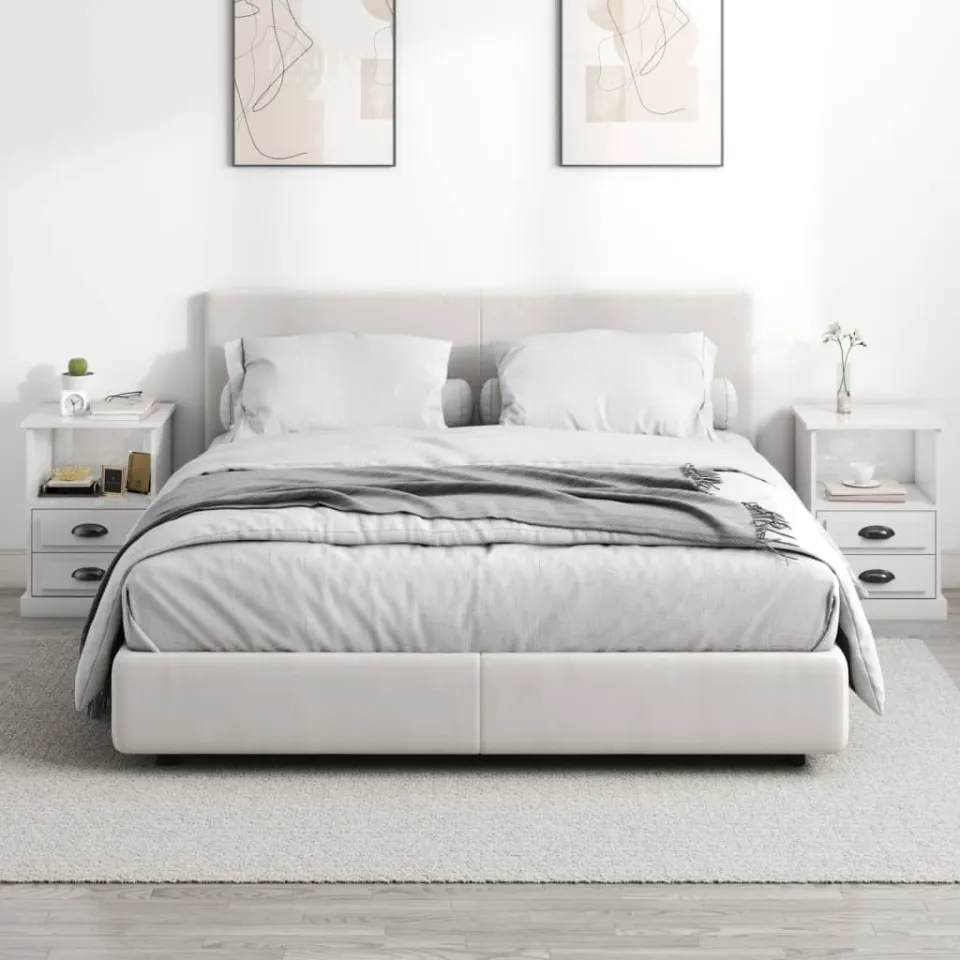 vidaXL Nachtkastjes 2 st 43x36x60 cm hoogglans wit, foto 3