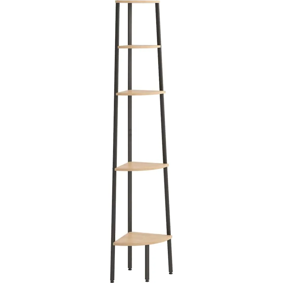 vidaXL Hoekkastje met 5 schappen 45,5x31,5x180 cm lichtbruin en zwart, foto 3