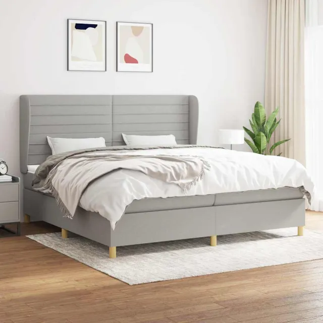 vidaXL Boxspring met matras stof lichtgrijs 200x200 cm grijs