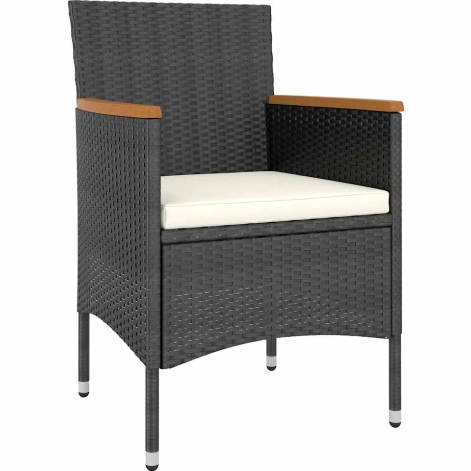 vidaXL 5-delige Tuinset poly rattan en gehard glas zwart
