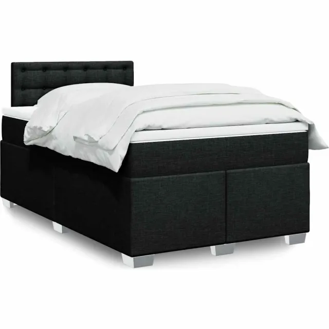 vidaXL Boxspring met matras stof zwart 120x190 cm