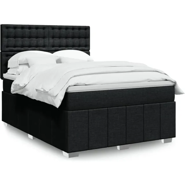 vidaXL Boxspring met matras stof zwart 140x200 cm