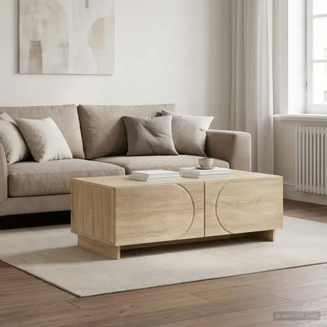 vidaXL Salontafel Sonoma Eiken 102 x 50,5 x 35 cm Bewerkt hout, foto 2