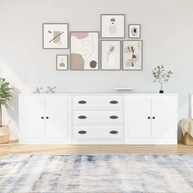 vidaXL Dressoirs 3 st bewerkt hout wit