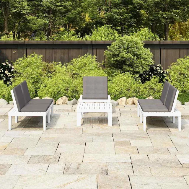 vidaXL 4-delige Loungeset met kussens kunststof wit, foto 2