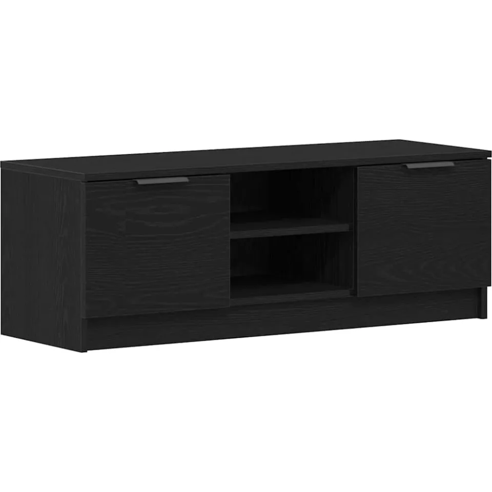 vidaXL TV-kast 102 x 32 x 35.5 cm Zwart Eiken Bewerkt hout