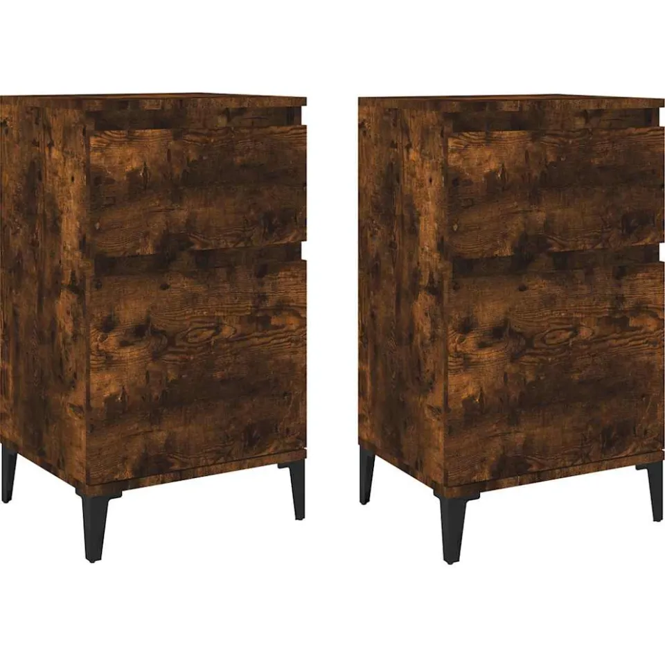 vidaXL Nachtkastjes 2 st 40x35x70 cm gerookt eikenkleurig Bruin