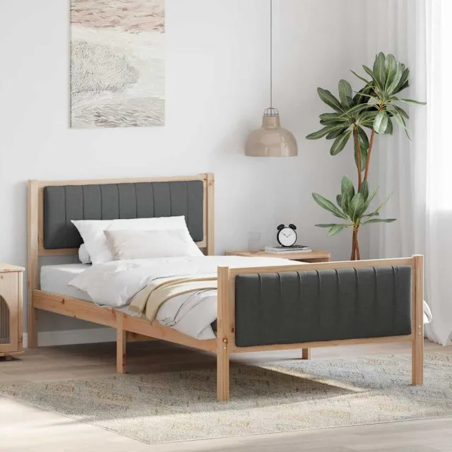 vidaXL Bedframe Bruin en donkergrijs 100 x 200 cm Massief grenenhout