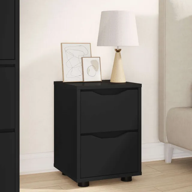 vidaXL Nachtkastjes 2 st Zwart 30,5 x 30 x 43 cm Bewerkt hout, foto 4