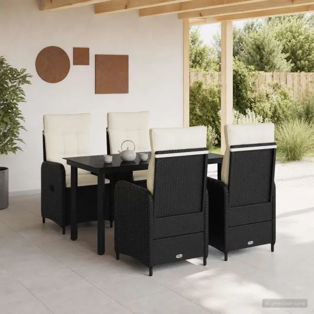 vidaXL Tuin eettafelset 5 st Zwart en Cream Wit 140 x 70 x 74 cm
