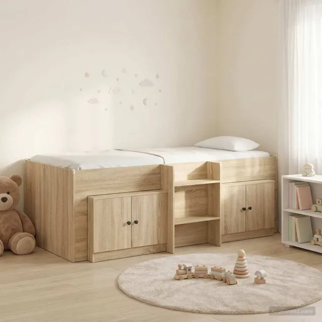 vidaXL Loft Bed Frame met Kast 3 st Sonoma Eiken Bewerkt hout
