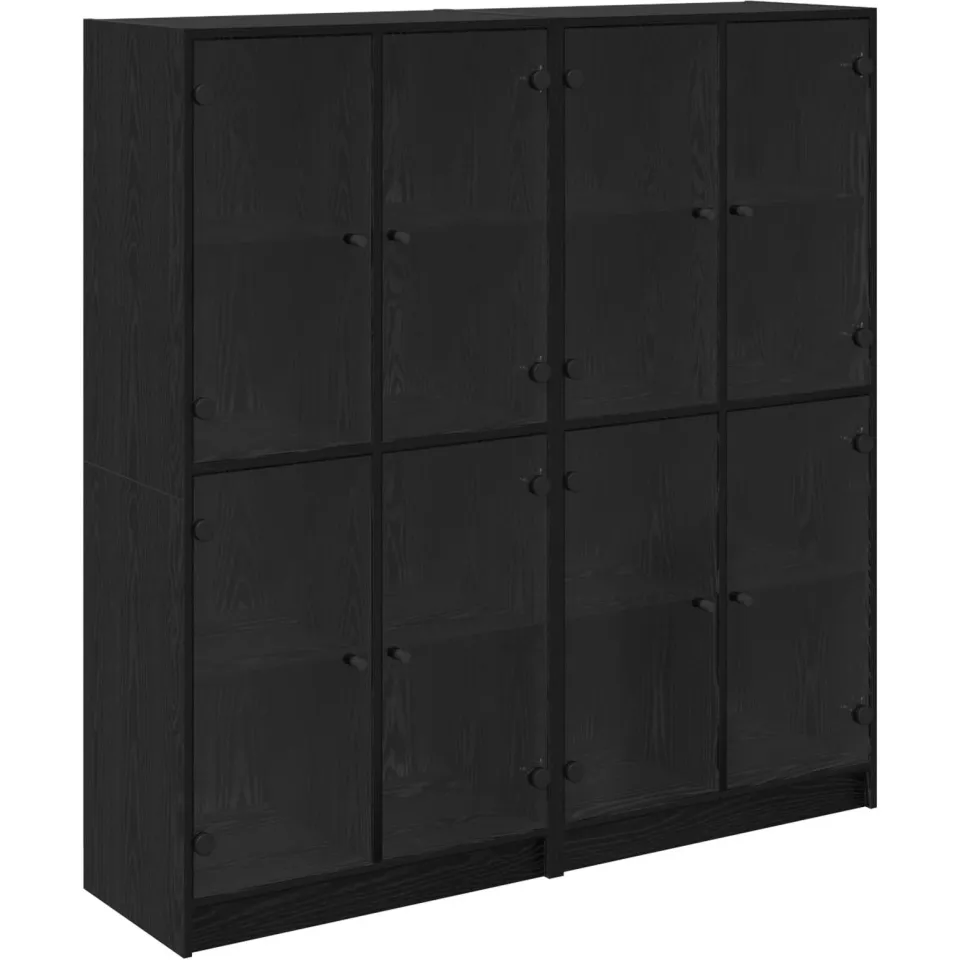 vidaXL Highboard 2 st Zwart Eiken 68 x 37 x 142 cm Bewerkt hout, foto 3