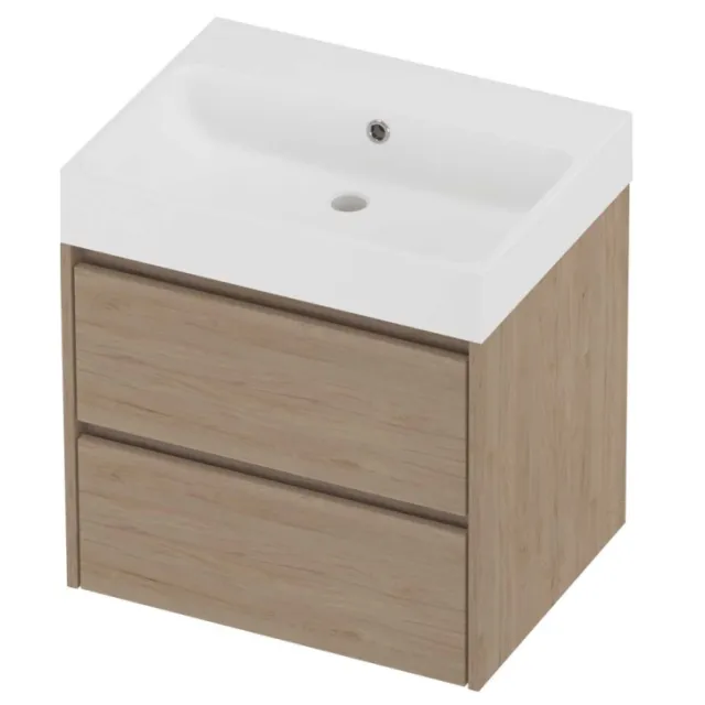 Proline Podium Badmeubelset Polystone Loft 60x46x62 cm Mat White Ideal Oak Eiken
