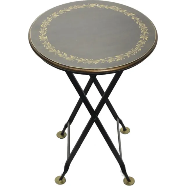 Meander Klaptafel rond Zwart met goudkleurige rand Ø45xH61,5cm