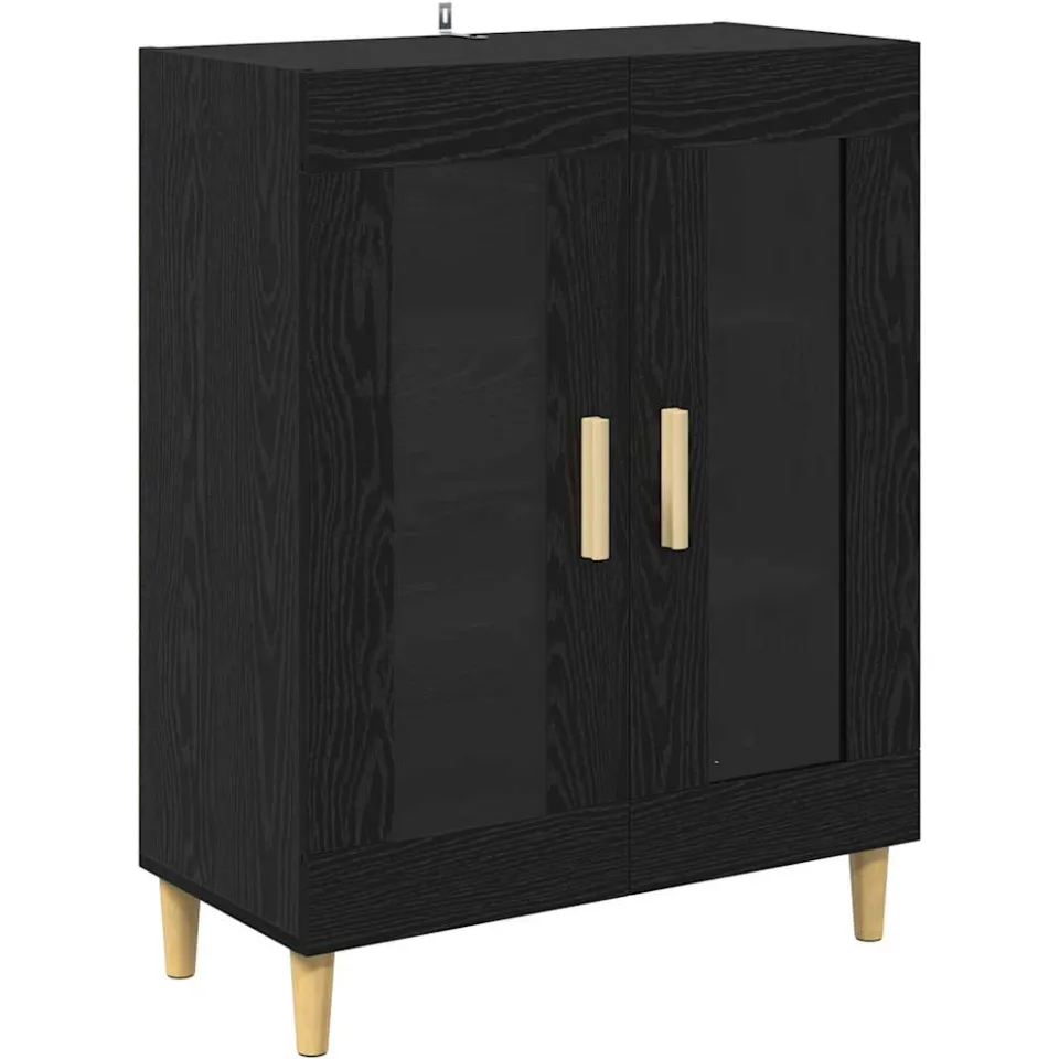 vidaXL Dressoir Zwart Eiken 69,5 x 34 x 90 cm Bewerkt hout, foto 3