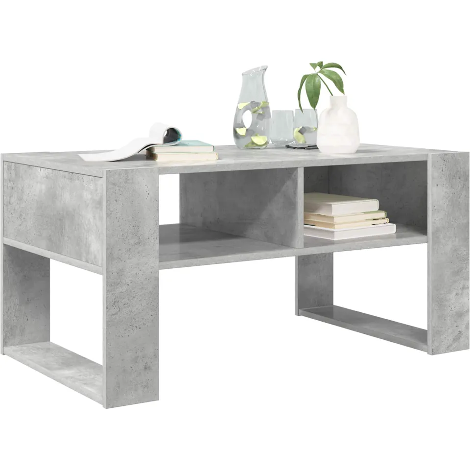 vidaXL Salontafel Beton Grijs 92 x 53 x 45 cm Bewerkt hout