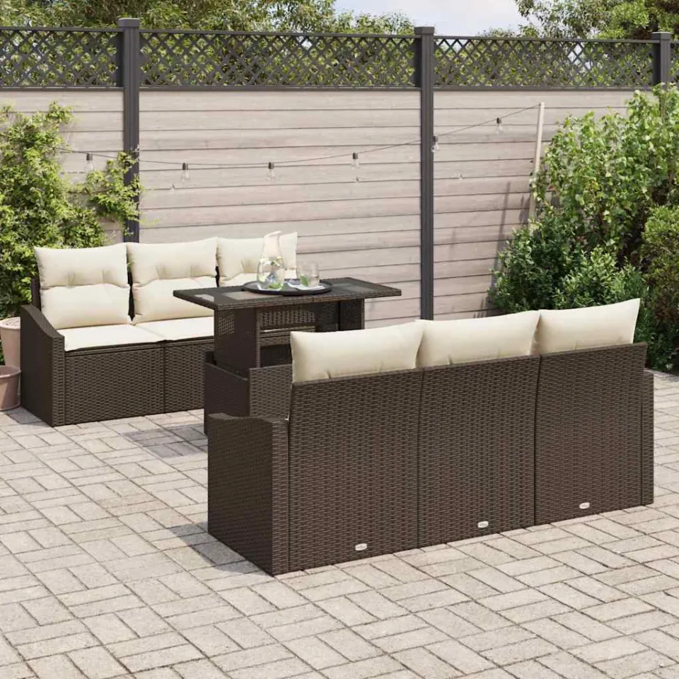 vidaXL Tuin Sofa Set 7 st Bruin poly rattan, foto 3
