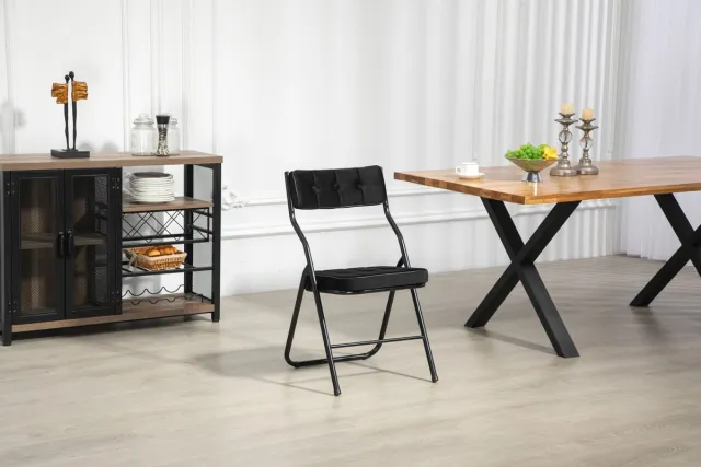 Sweiko Eetkamerstoel - Set van 2 - Inklapbare stoel - Geen montage vereist - Velvet - Zwart