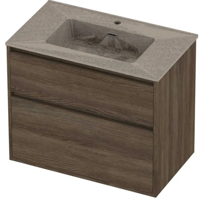 Proline Tribute Badmeubelset Porselein Elegant 1 Gat 80x46x67 cm Mat Crème Cotton Vital Oak Eiken