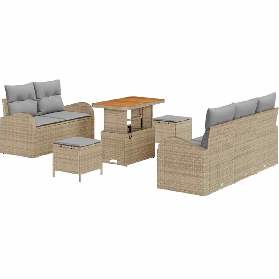 vidaXL Tuinbankenset 8 st Beige poly rattan