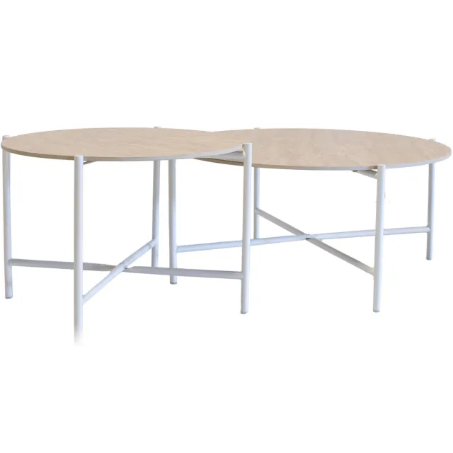 Giga Meubel Salontafel Abano - Wit Metaal - Sintered Stone - Set van 2
