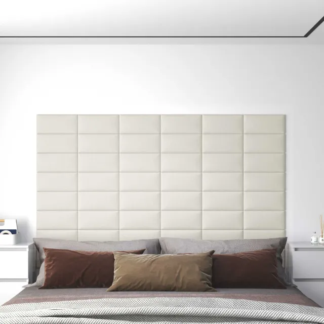 vidaXL Wandhoofdbord 12 st Crèmekleurig Fluweel