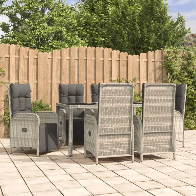vidaXL 7-delige Tuinset met kussens poly rattan grijs, foto 2