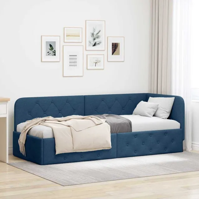vidaXL Hoekbedframe Blauw 80 x 200 cm Stof