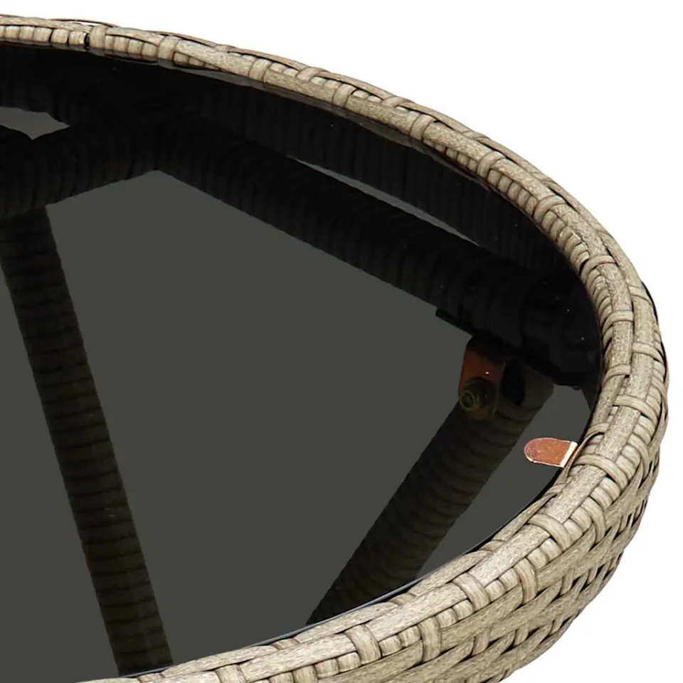 vidaXL Salontafel 60 cm poly rattan en gehard glas beige, foto 4