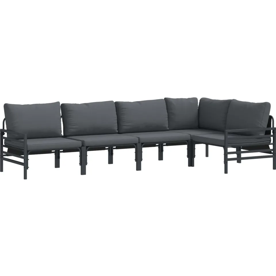 vidaXL Tuinbankenset 5 st Zwart Staal Anthraciet