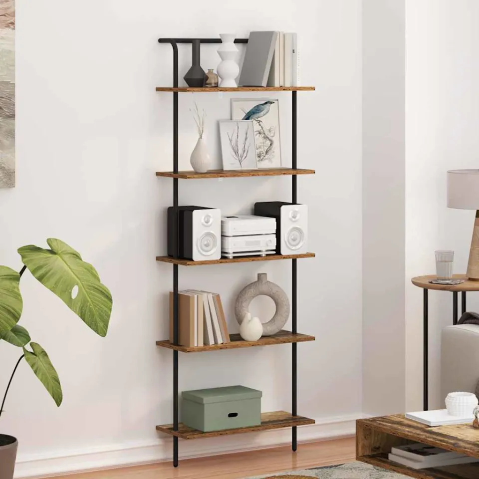 vidaXL Boekenkast 5-laags 60 x 24 x 168 cm Bewerkt hout Oudhout bruin, foto 4