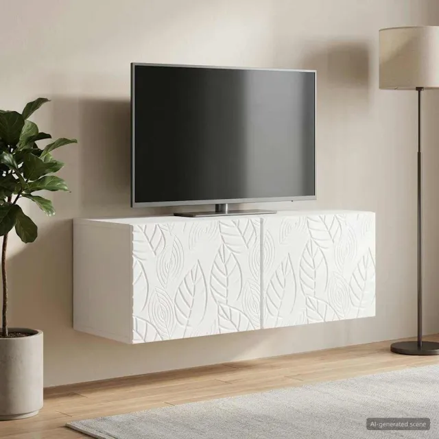 vidaXL Wandbeugel TV-kast 98 x 41 x 30 cm Hoogglans Wit Bewerkt hout