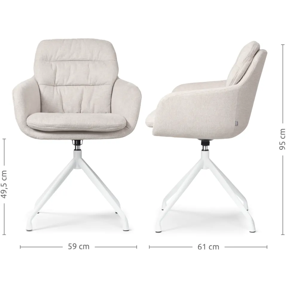 Nolon Nola-Mia draaibare eetkamerstoel beige - wit onderstel, foto 3