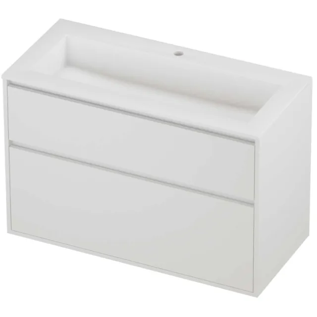 Proline Aristo Badmeubelset Polystone Elegant 1 Kraangat Greeploos 100x46x67 cm Mat Wit Mat White
