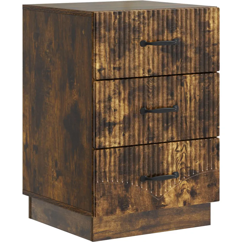 vidaXL Nachtkastje Gerookt eiken 43 x 41 x 63,5 cm Bewerkt hout Bruin