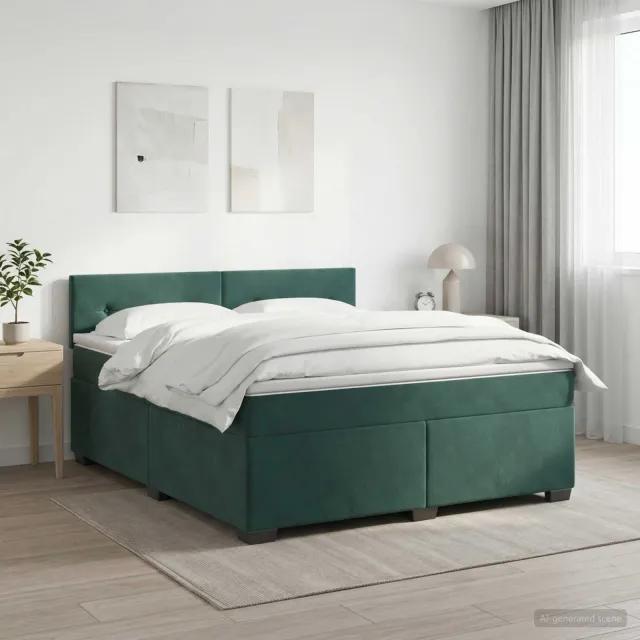 vidaXL Boxspringbed met matras Donkergroen 140 x 200 cm Fluweel
