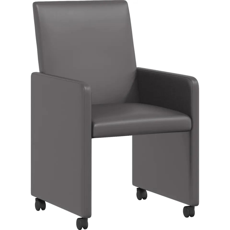 vidaXL Eetkamerstoelen met Wieltjes 2 st Kunstleer Grijs