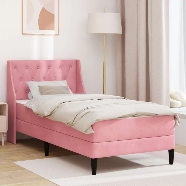vidaXL Bedframe met matras Roze 80 x 200 cm fluweel