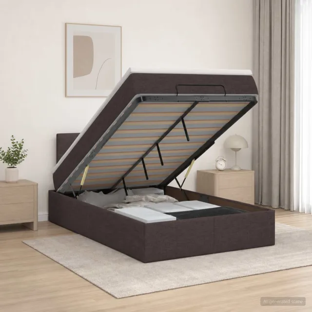 vidaXL Ottoman bed met matras Donkerbruin 120 x 200 cm Stof