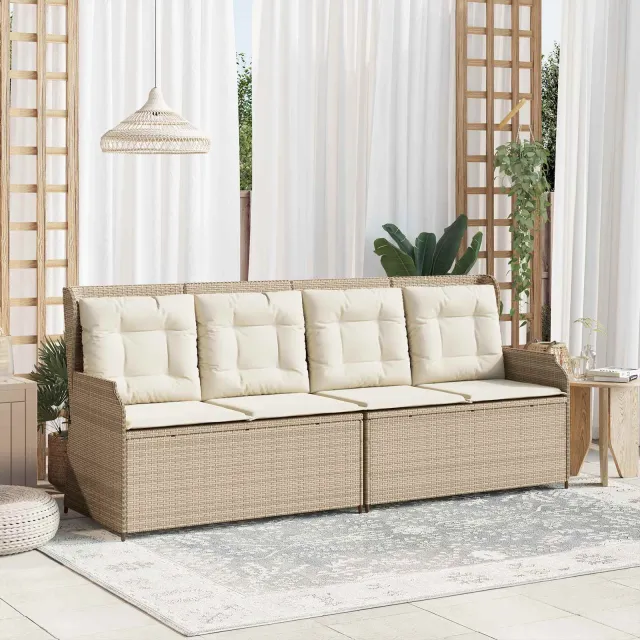 vidaXL Tuinbank Beige poly rattan, foto 2