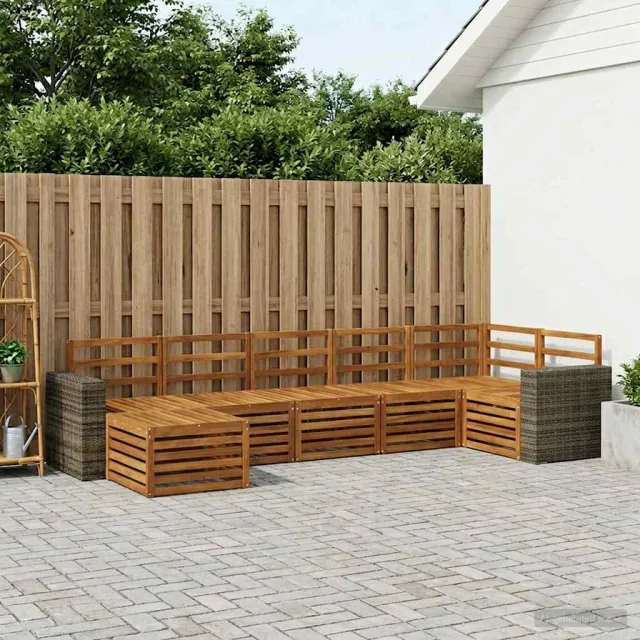 vidaXL Buiten bankenset 7 st 6-zits Naturel Massief Acaciahout