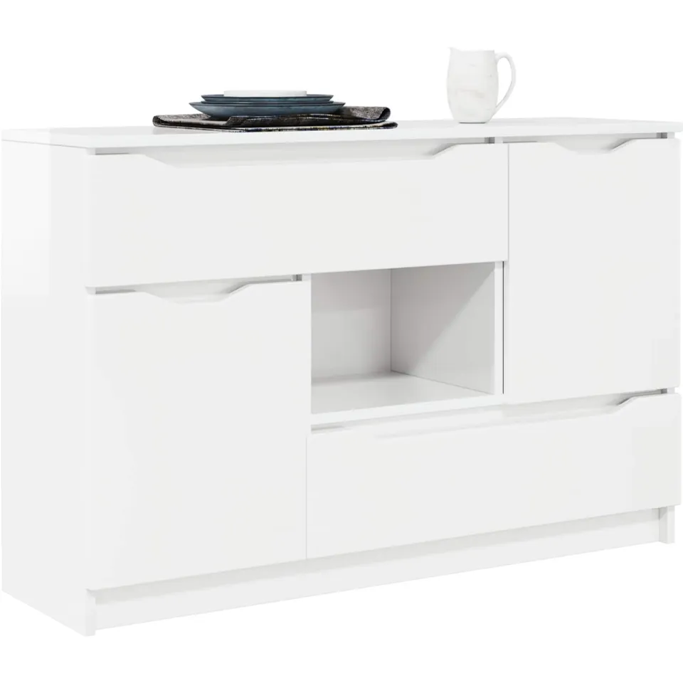 vidaXL Dressoir Hoogglans wit 100 x 30 x 65,6 Bewerkt hout