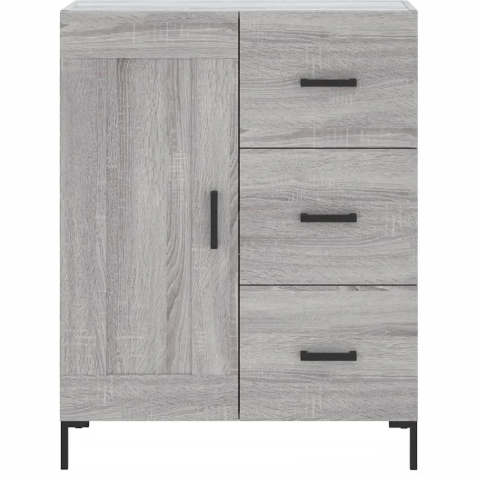 vidaXL Dressoir 69,5x34x90 cm bewerkt hout grijs sonoma eikenkleurig