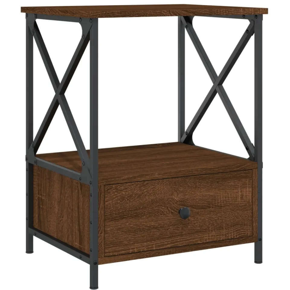 vidaXL Nachtkastjes 2 st 50x41x65 cm bewerkt hout bruin eikenkleur