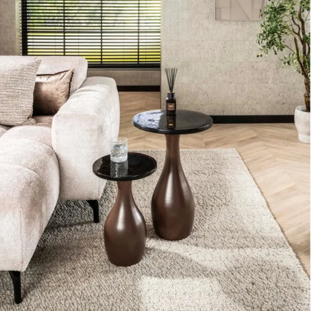 Meubelplaats Bijzettafel druppel S Eclips - Koper antiek finish Naturel