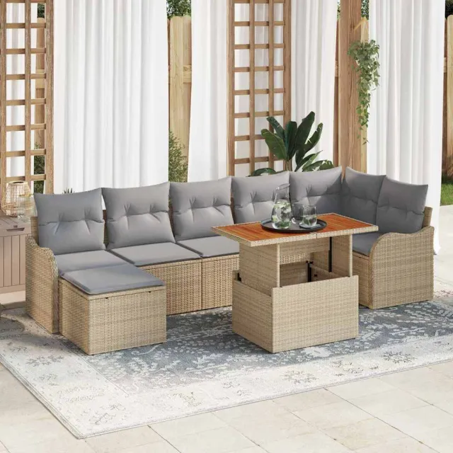 vidaXL Tuin Sofa Set 8 st beige en lichtgrijs