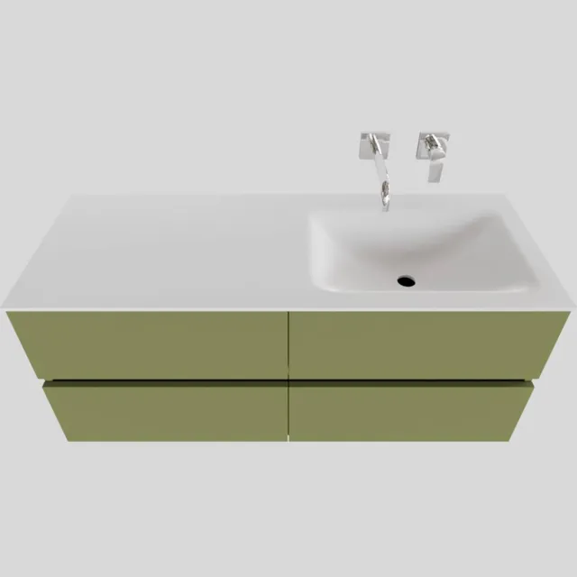 Boss & Wessing Badkamermeubel Solid Surface BWS Oslo 120x46 cm Rechts Mat Groen 4 Laden (0 kraangaten)
