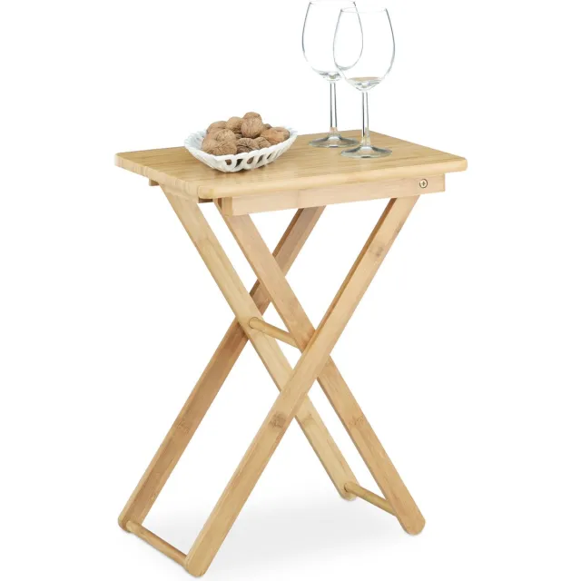 Relaxdays bamboe bijzettafel - inklapbaar - rechthoekig - 52 x 40 x 31 cm - natuur lichtbruin